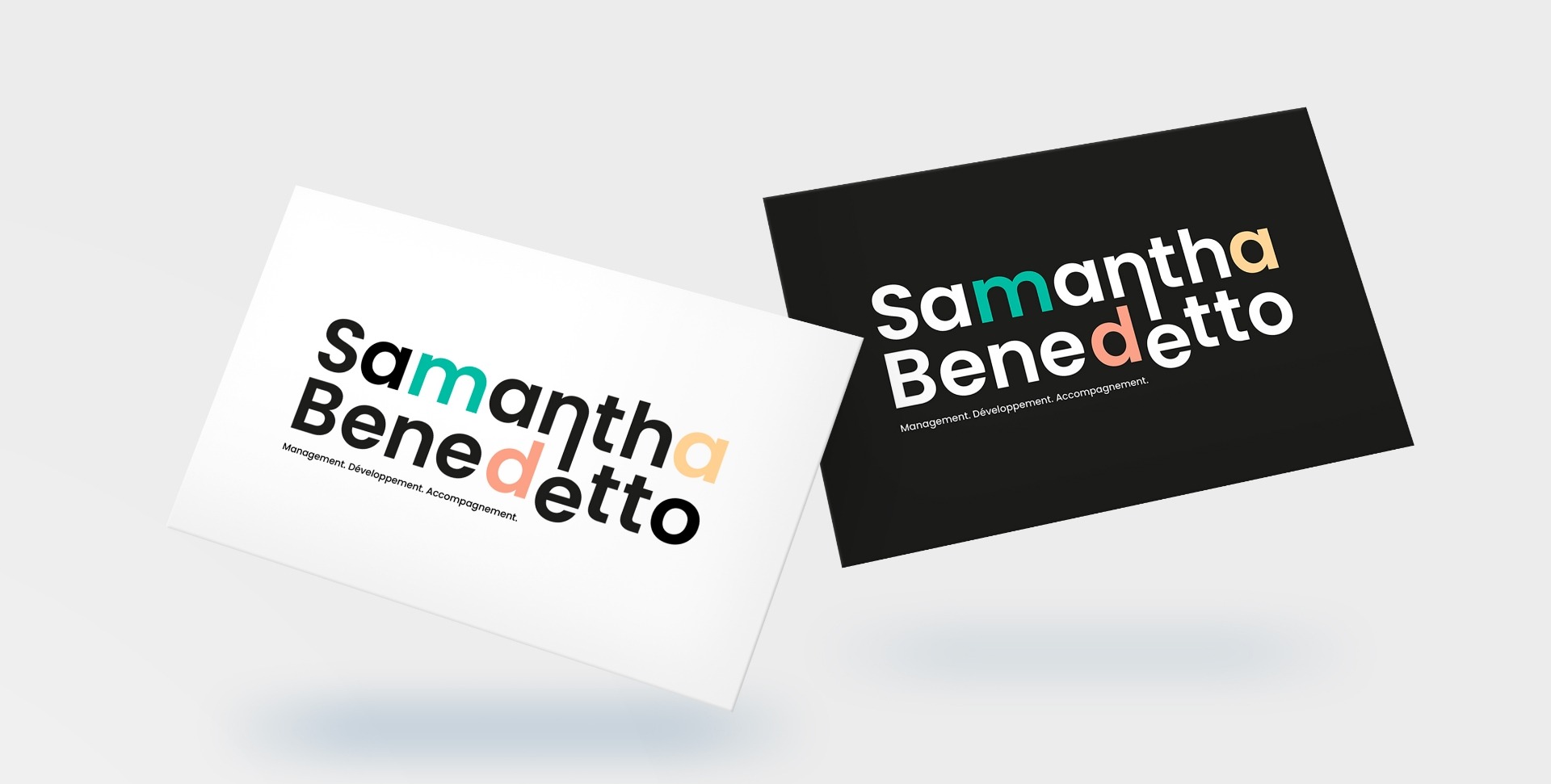 Mockup carte de visite de la charte graphique de Samantha Benedetto